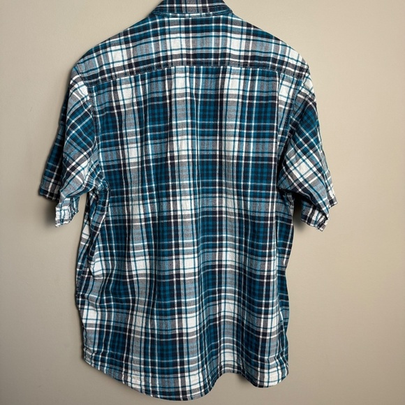 Wrangler Men's Teal Blue Plaid Short Sleeve Western Cowboy Button Up Shirt XL - Picture 5 of 12